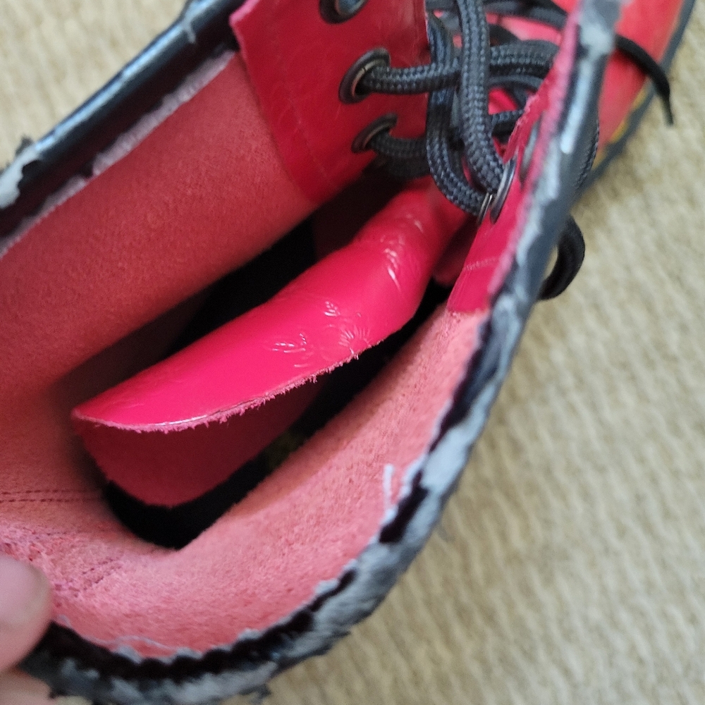 DR MARTENS Y2K flower embossed red Pascal leather combat boots 8 / 39 - Picture 3 of 16